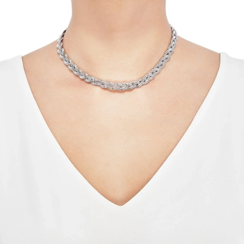 Jared Braided Popcorn Chain Necklace 925 Sterling Silver 16 Inch Woven Mesh